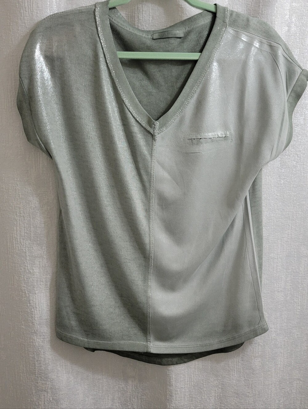 Women Light Sage V-Neck Top